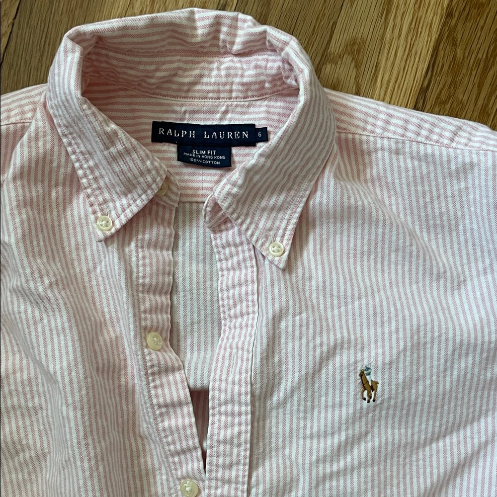 Ralph Lauren Pink and White Striped Shirt